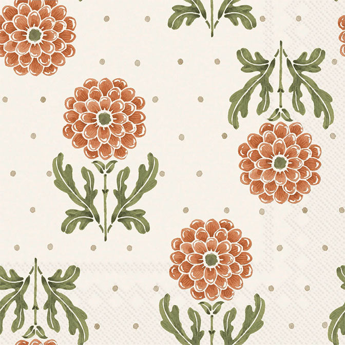 Simple Flower Orange Cocktail Napkin