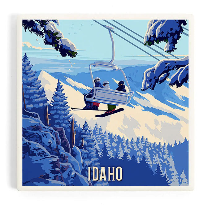 Ceramic Coaster Idaho, Ski Lift Above the Trees