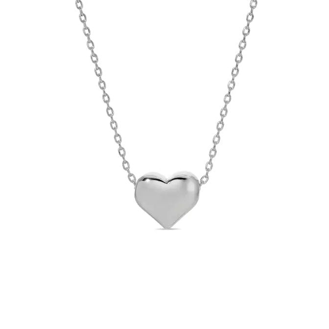 Small Simple Heart Necklace-Silver