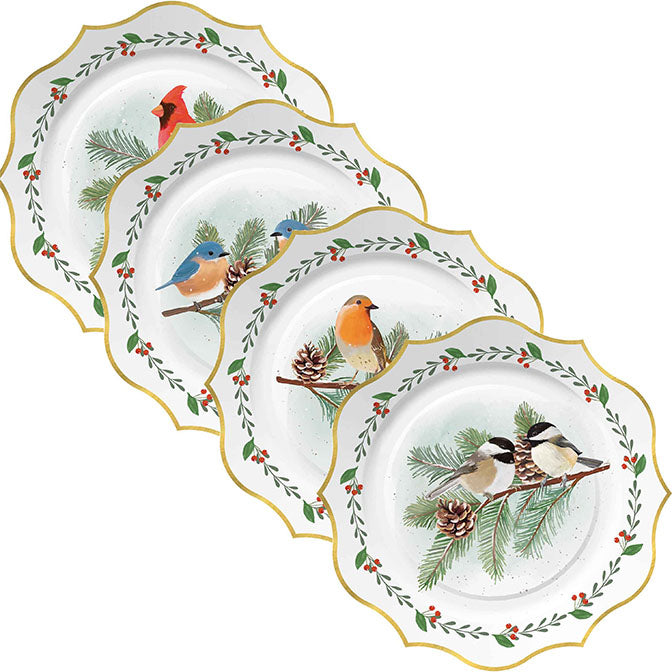 Snow Day Birds Paper Dessert Plate