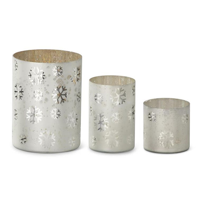 White Mercury Glass Snowflakes Containers