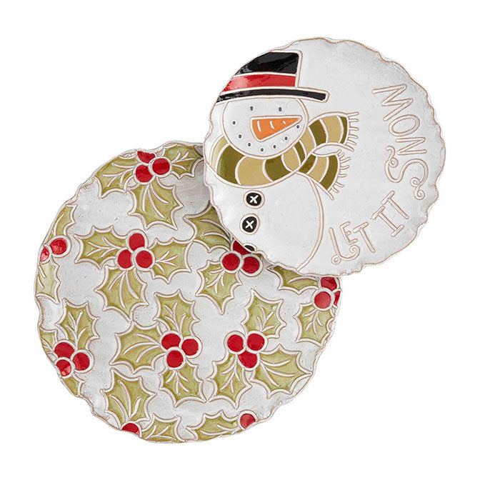 Snowman Holly Platter Set