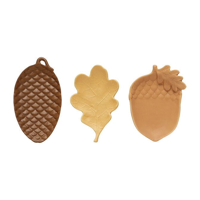 5-1/2"L - 5-3/4"L Stoneware Fall Shaped Dish, 3 Colors, 3 Styles