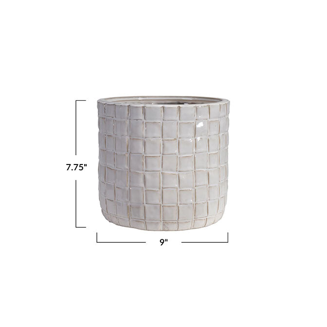 Stoneware Planter with Woven Pattern (Holds 7" Pot) (Each Varies)
