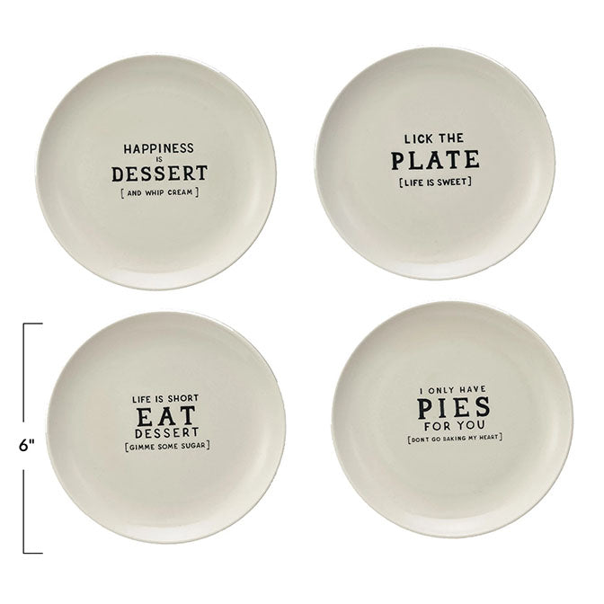 Stoneware Plate w/ Wax Relief Saying, 4 Styles