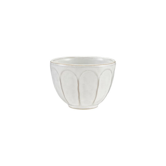Stoneware Ribbed Bowl, White (Each One Will Vary)