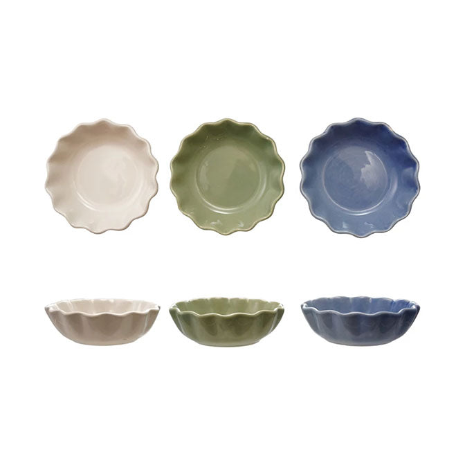 Stoneware Scalloped Bowl, 3 Colors (Each One Will Vary)