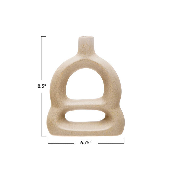 Stoneware Sculptural Vase, Matte Beige