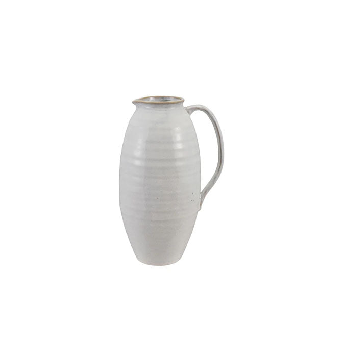 7"L x 6"W x 12-1/2"H 3-3/4 Quart Stoneware Pitcher, White (Each One Will Vary)