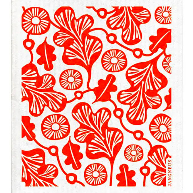 Oak Leaf Orange Swedish Dishcloth