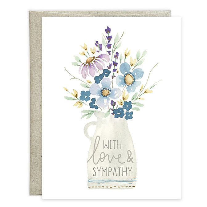 Sympathy Greeting Card - Pitcher of Flowersj