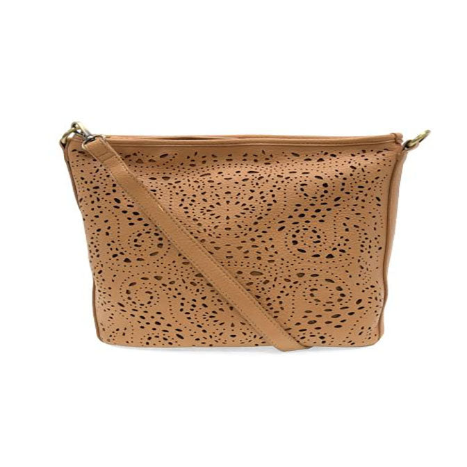 Tan Lazer Cut Eyelet Bucket Crossbody