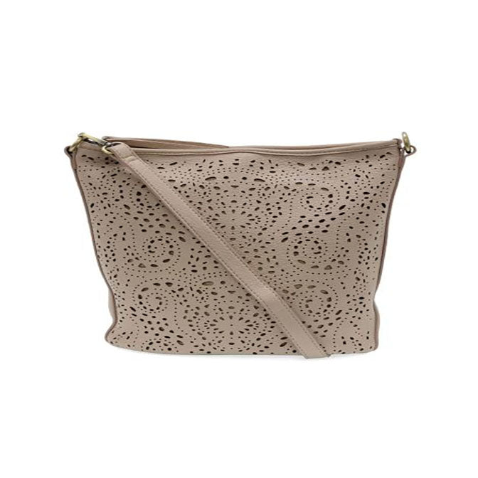Taupe Lazer Cut Eyelet Bucket Crossbody
