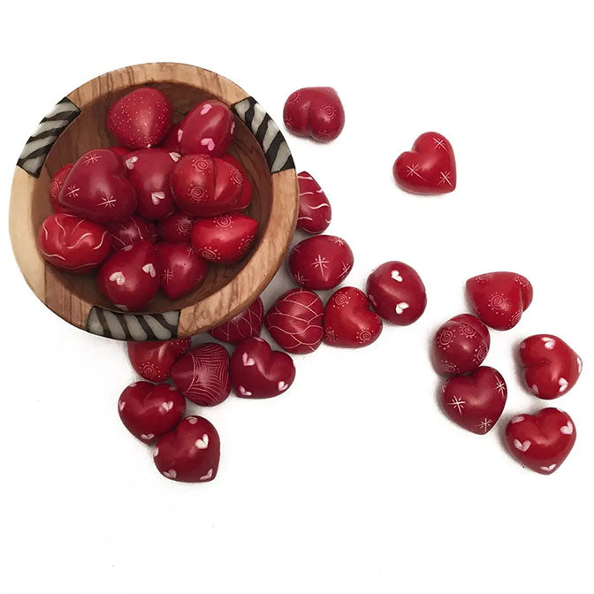 Tiny Red Soapstone Hearts