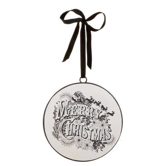 6" Vintage Merry Christmas Disc Ornament