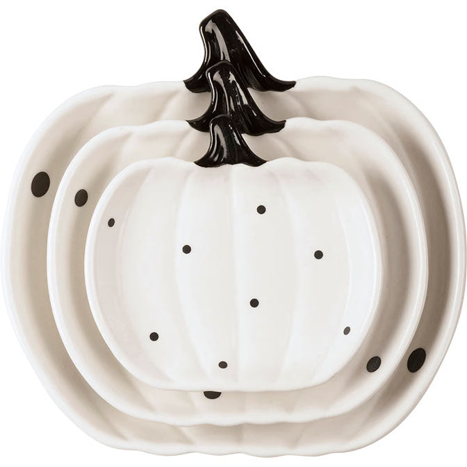 Black & White Dot Pumpkins Plate