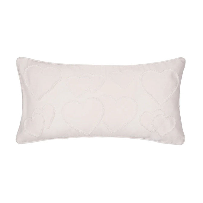White Heart Applique Pillow