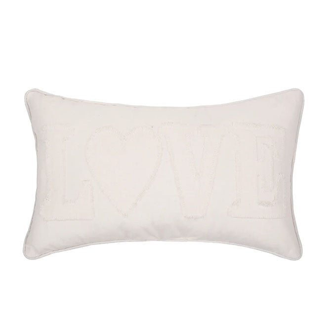 White Love Applique Pillow