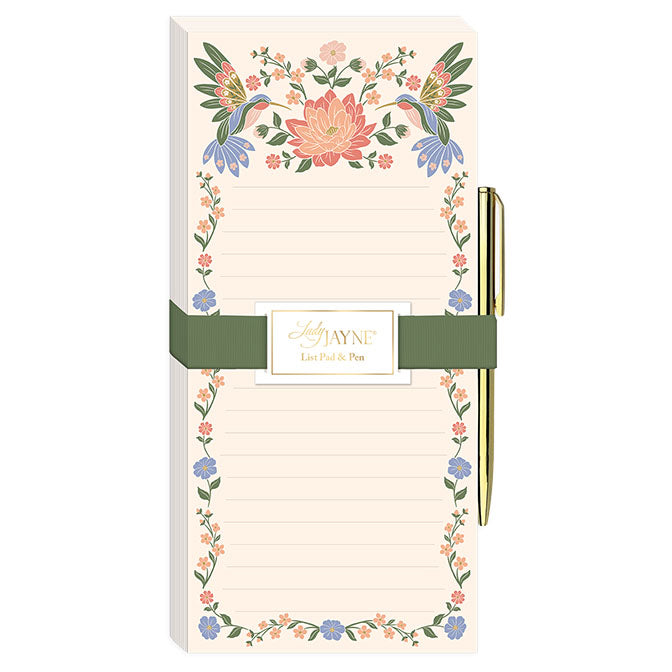 Wildflower Meadow Hummingbirds Magnetic List Pad with Pen