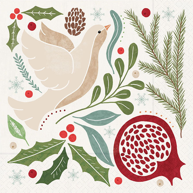 Winter Berry Dove Lunch Napkin