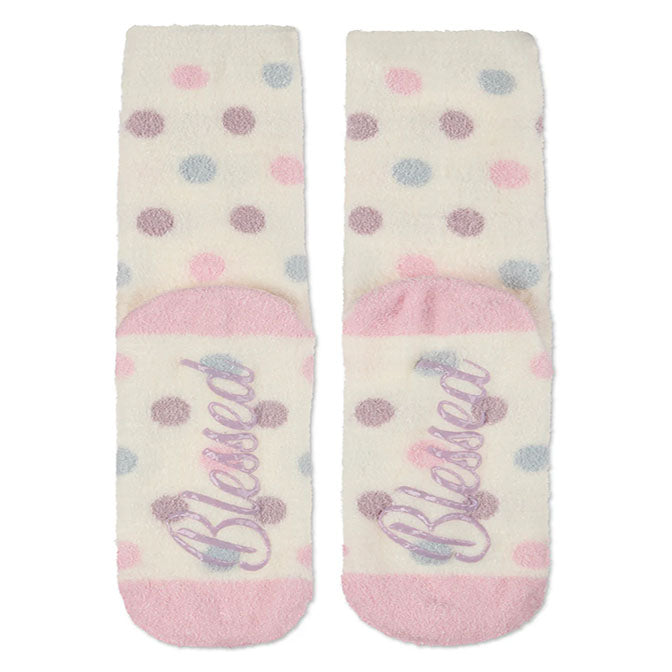 Womens Polka Dot Aloe Infused Non-Skid Sock