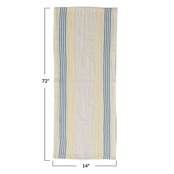 Woven Cotton Table Runner w/ Stripes