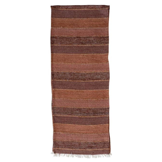 Woven Blend Slub Striped Table Runner with Frayed Edges (Each Will Vary)