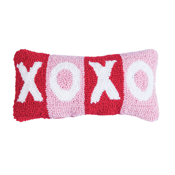 XOXO Color Block Hooked Mini Pillow