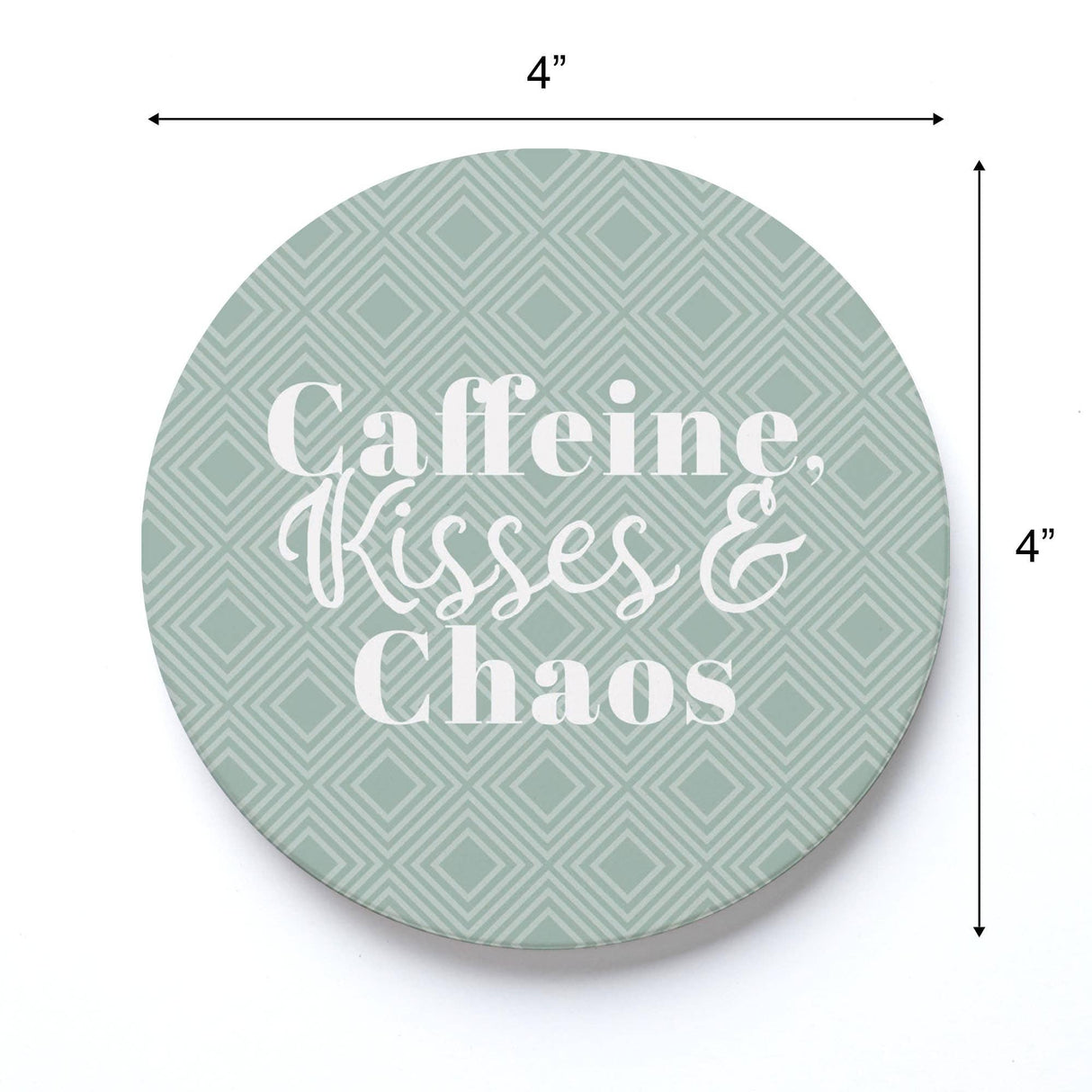 Ceramic Round Coaster-Caffeine Kisses & Chaos