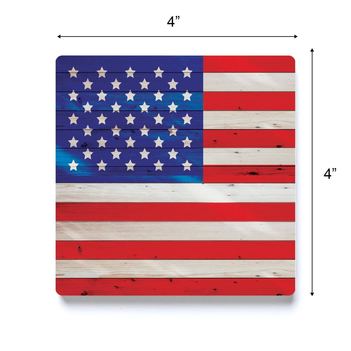 Ceramic Square Coaster-Wooden American Flag