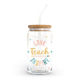 Cold Brew Glass, Love Teach Inspire, Teacher Gifts, Coffee