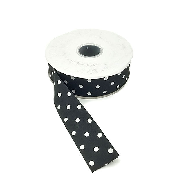 1.5" Black & White Dot Black Ribbon
