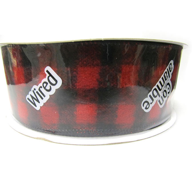 Red and Black Buffalo Plaid Ribbon - Small Check