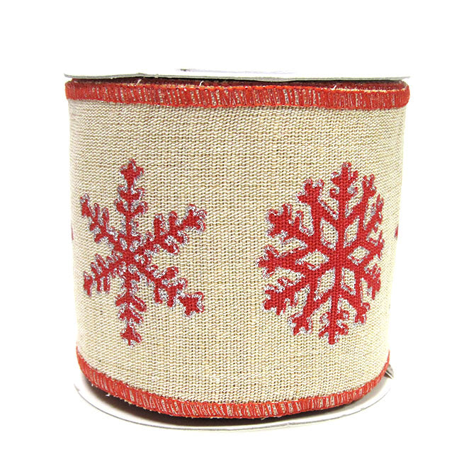 Snowflake Glitter Hopsack Ribbon