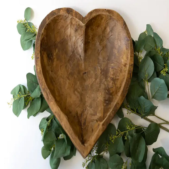 Large Heart Wood Dough Bowl