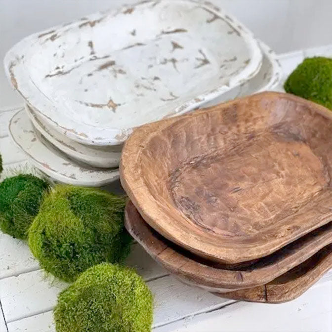 Medium Hand Carved Natural Dough Bowl