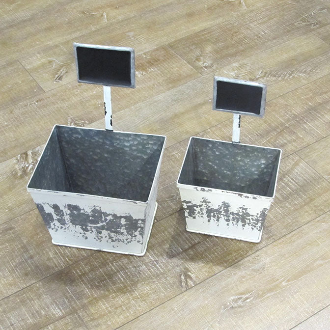 Metal Planter With Sign