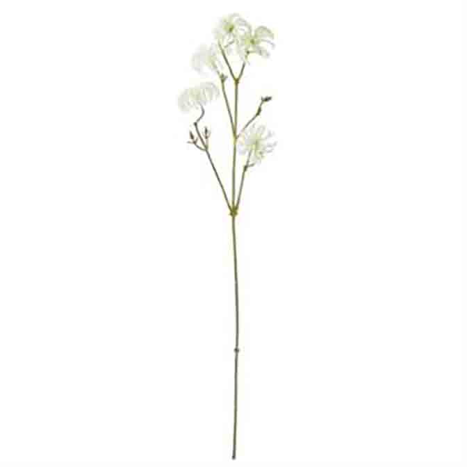 20 Inch Cream & Green Flocked Clematis
