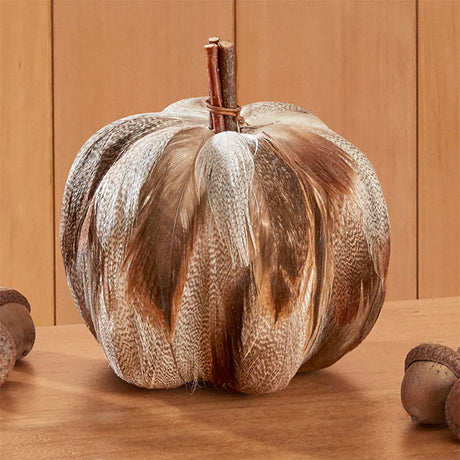 Assorted 3.25 Inch Feather Pumpkins (4 Styles)