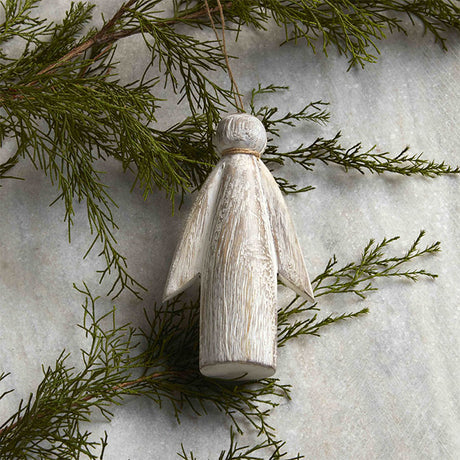 White Wood Angel Ornament