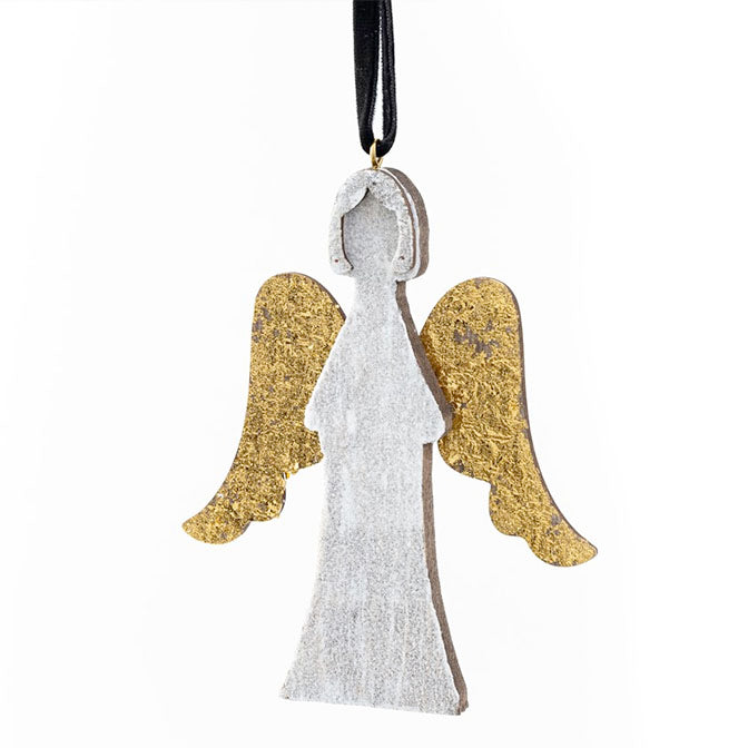 4" Angel Ornament with Gold Wings