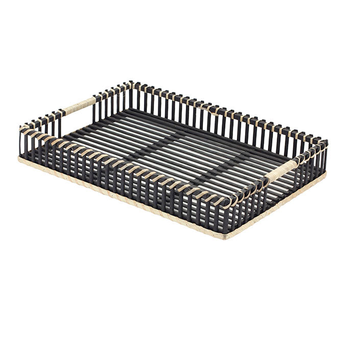 Black Bamboo Rattan Tray