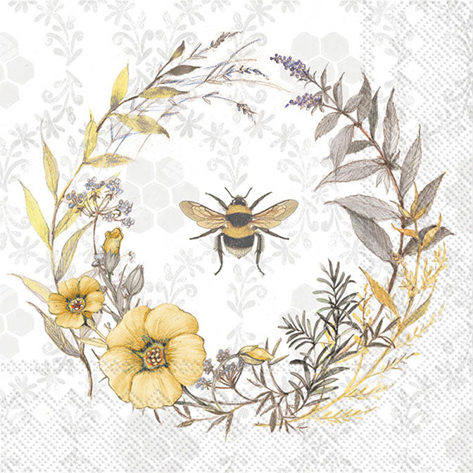 Bee Wildflower Wreath Napkin