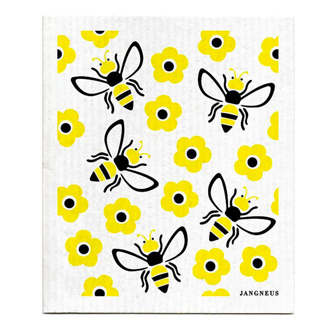 Yellow Bees Swedish Dishcloth