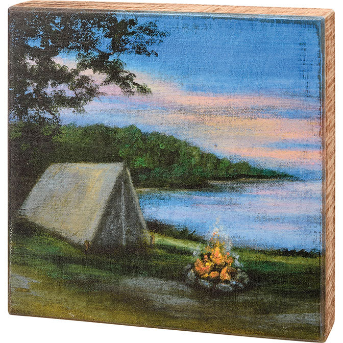 Tent And Campfire Box Sign