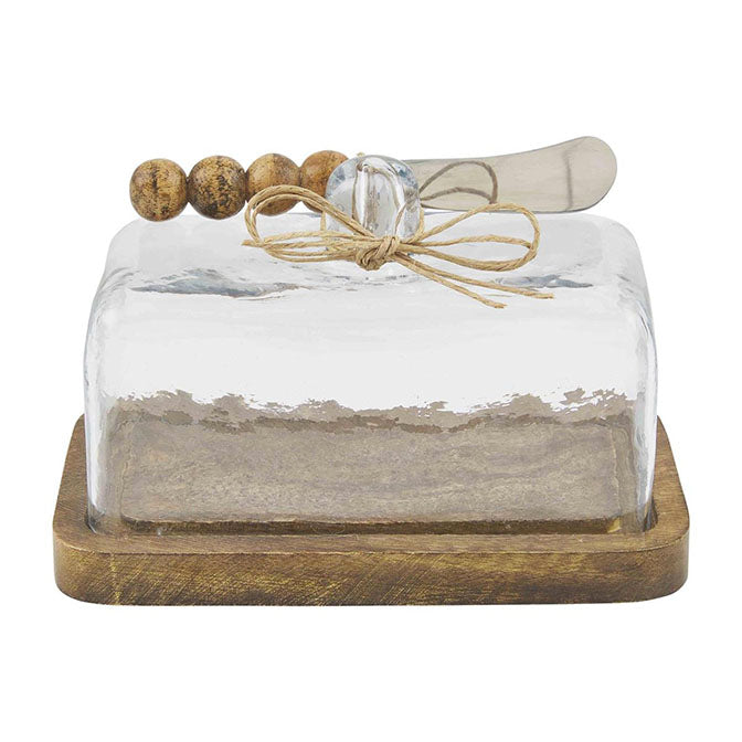 Beaded Glass Butter Dish Set