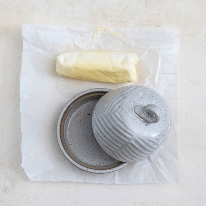 Embossed Stoneware Domed Dish