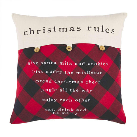 Christmas Check Button Pillow