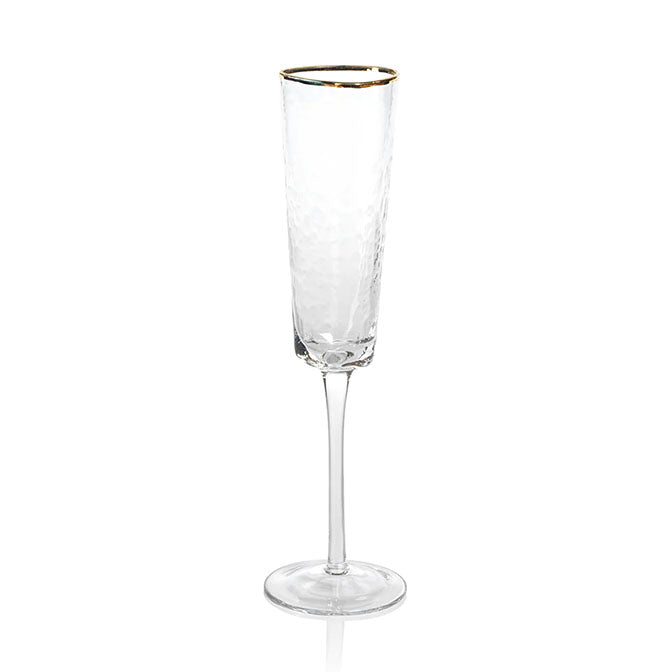 Aperitivo Triangular Clear Champagne Flute w/ Gold Rim