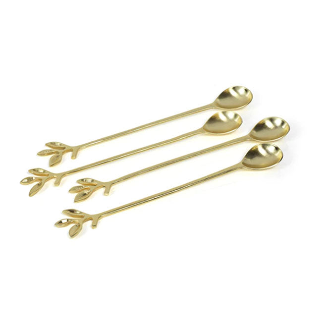 Gold Leaves Cocktail Spoons